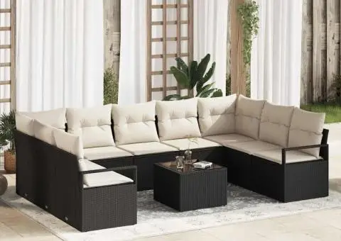 Set canapea de grădină cu 9 piese și perne Ratan Poli Maro - 1/5