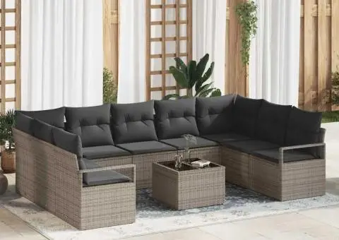 Set de Canapea de Grădină cu Perne din Poliratan Negru - 1/5