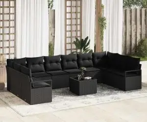 Set de canapele de grădină vidaXL cu 11 piese cu perne bej din poliratan