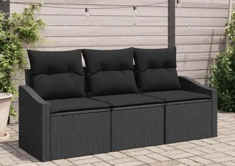 Set de canapea de grădină cu perne Negru Ratan Poli - 1/5