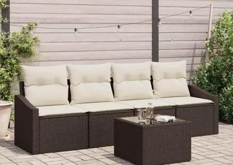 Set Canapea Grădină cu Perne Maro Poliratan - 1/5