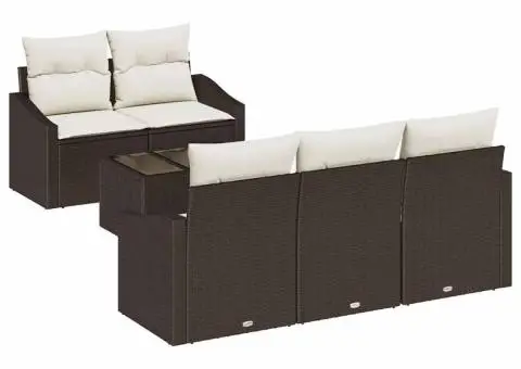 Set canapea grădină 6 piese cu perne Maro Poliratan - 2/5