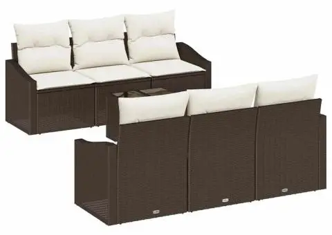 Set de canapea de grădină cu perne maro pol ratan - 2/5