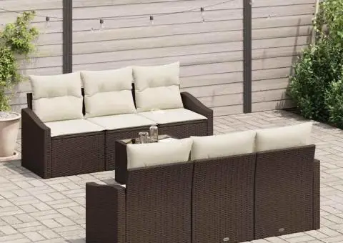 Set de canapea de grădină cu perne maro pol ratan - 3/5