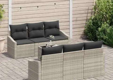 Set Canapea de Grădină cu Perne Gri Deschis Ratan Poli - 3/5