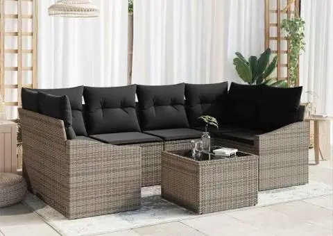 Set de canapele grădină cu perne Gri Ratan Poli - 1/5