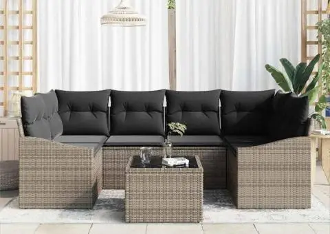 Set de canapele grădină cu perne Gri Ratan Poli - 3/5