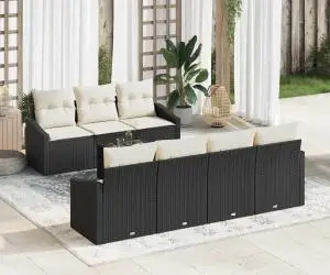 vidaXL Set de canapele de grădină cu 8 piese cu perne, ratan poli negru