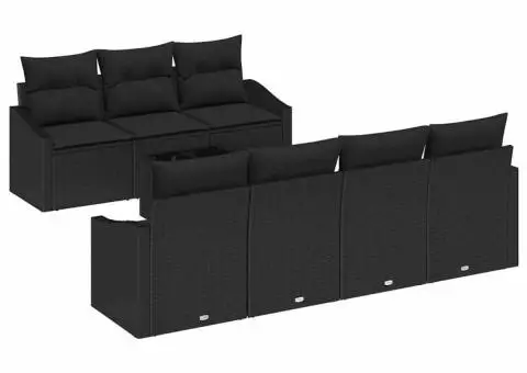 Set de canapele pentru grădină cu perne 8 piese ratan sintetic negru - 2/5