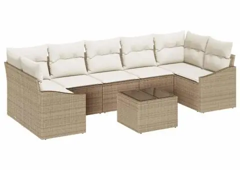 Set canapea de grădină cu perne Bej Poliratan - 2/5