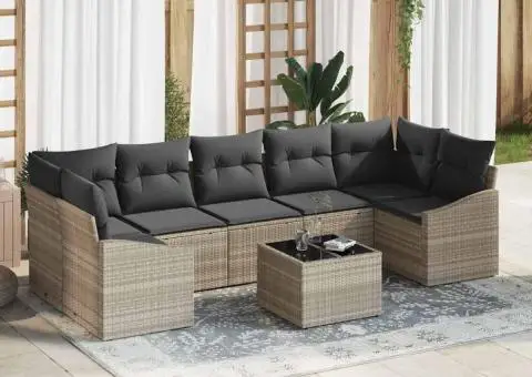 Set de Sofa de Grădină cu Perne Gri Deschis Poliratan - 1/5
