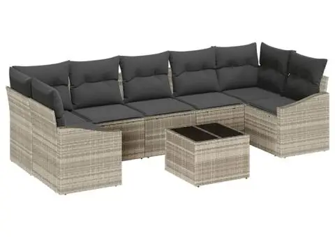 Set de Sofa de Grădină cu Perne Gri Deschis Poliratan - 2/5