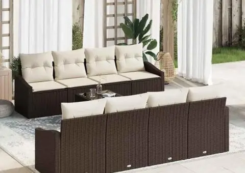 Set de Canapea Grădină cu Pernițe Marron Poliratan - 1/5