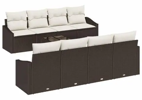 Set de Canapea Grădină cu Pernițe Marron Poliratan - 2/5