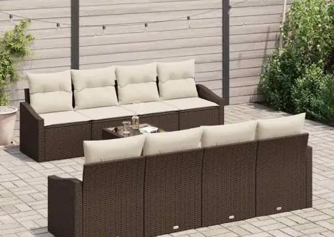 Set de Canapea Grădină cu Pernițe Marron Poliratan - 3/5