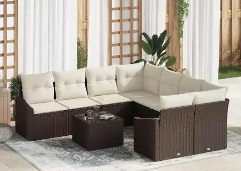 Set canapea de grădină cu 9 piese și perne Maro Ratan Poli - 1/5