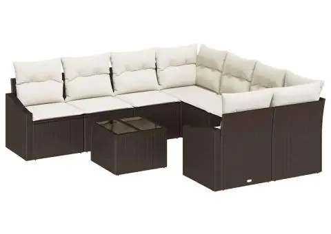 Set canapea de grădină cu 9 piese și perne Maro Ratan Poli - 2/5