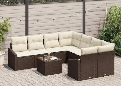 Set canapea de grădină cu 9 piese și perne Maro Ratan Poli - 3/5