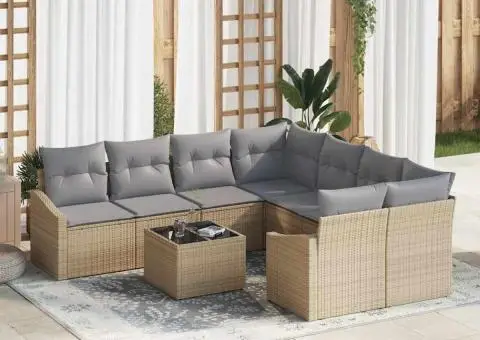 Set canapele grădină cu perne bej din ratan poli - 1/5