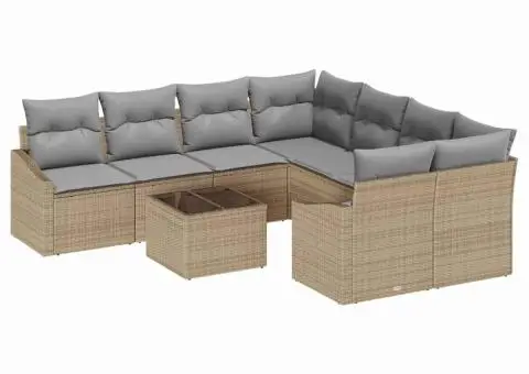 Set canapele grădină cu perne bej din ratan poli - 2/5