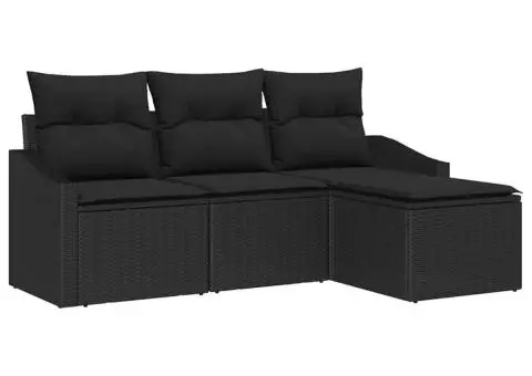 Set de Canapea de Grădină cu Perne Negre din Rattan Poli - 2/5