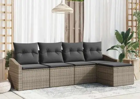 Set de canapea de grădină cu perne gri poli ratan - 1/5