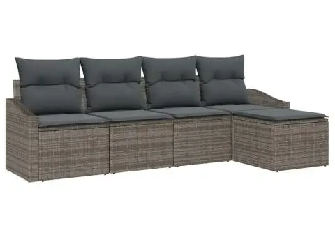 Set de canapea de grădină cu perne gri poli ratan - 2/5