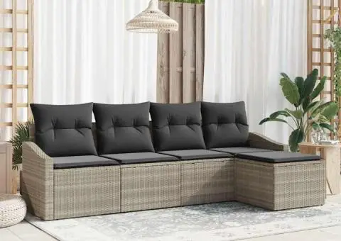 Set de canapea de grădină 5 piese cu perne gri deschis - 1/5