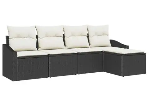 Set canapea grădină 5 piese cu perne maro ratan - 2/5