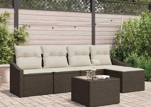 Set Canapea Grădină cu Perne Gri Poliratan - 1/5