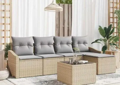 Set de Canapea de Grădină cu Perne Negru Poli Ratan - 1/5