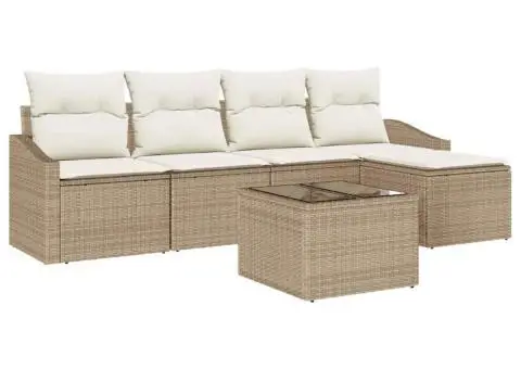Set canapea grădină cu perne Brown Poly Rattan - 2/5