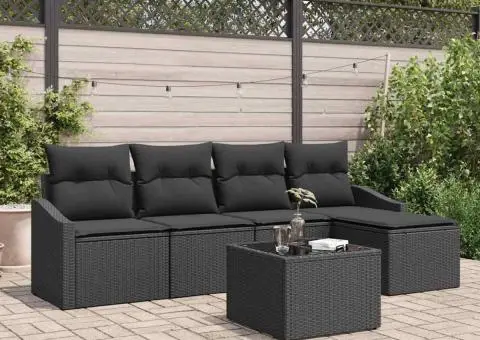 Set Sofa de Grădină 6 Piese cu Perne Bej din Poliratan - 1/5