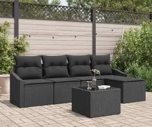 vidaXL Set Sofa de Grădină 6 Piese cu Perne Bej din Poliratan