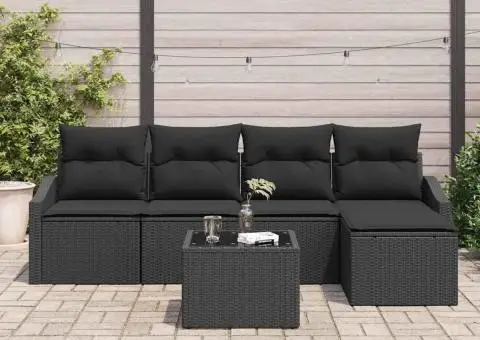Set Sofa de Grădină 6 Piese cu Perne Bej din Poliratan - 3/5