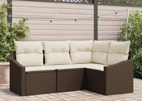 Set canapea grădină 4 piese cu perne Maro Poliratan - 1/5