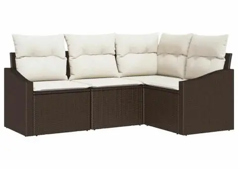 Set canapea grădină 4 piese cu perne Maro Poliratan - 2/5