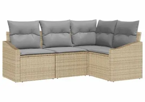 Set Canapea Grădină cu Pernițe Bej Ratan Poli - 2/5