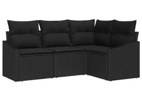 Set de canapea de grădină în 4 piese cu perne Ratan negru - 2/5