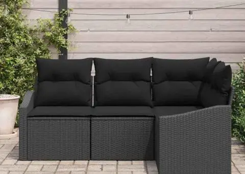 Set de canapea de grădină în 4 piese cu perne Ratan negru - 3/5