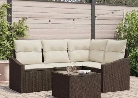 Set Canapea Grădină cu Pernă Bej Ratan Poli - 1/5