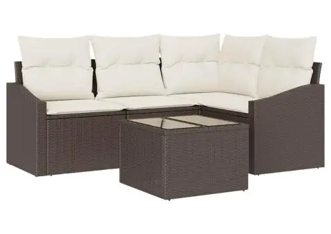 Set Canapea Grădină cu Pernă Bej Ratan Poli - 2/5