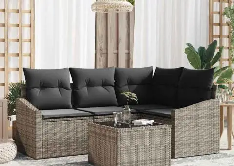 Set Canapea Grădină cu Perne Ratan Negru - 1/5