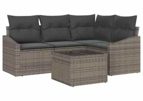 Set Canapea Grădină cu Perne Ratan Negru - 2/5