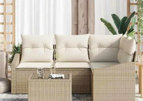 Set Canapea pentru Grădină cu 5 Piese și Perne Maro Ratan Poli - 3/5