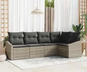vidaXL Set canapea de grădină cu perne gri deschis din poli ratan