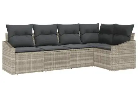 Set canapea de grădină cu perne gri deschis din poli ratan - 2/5