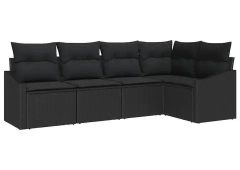 Set de canapea de grădină cu perne Negru Poliratan - 2/5