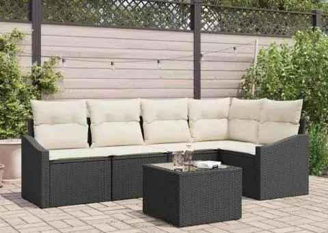 Set canapea gradină cu perne Brown Poliratan - 1/5