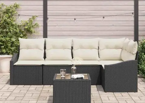 Set canapea gradină cu perne Brown Poliratan - 3/5